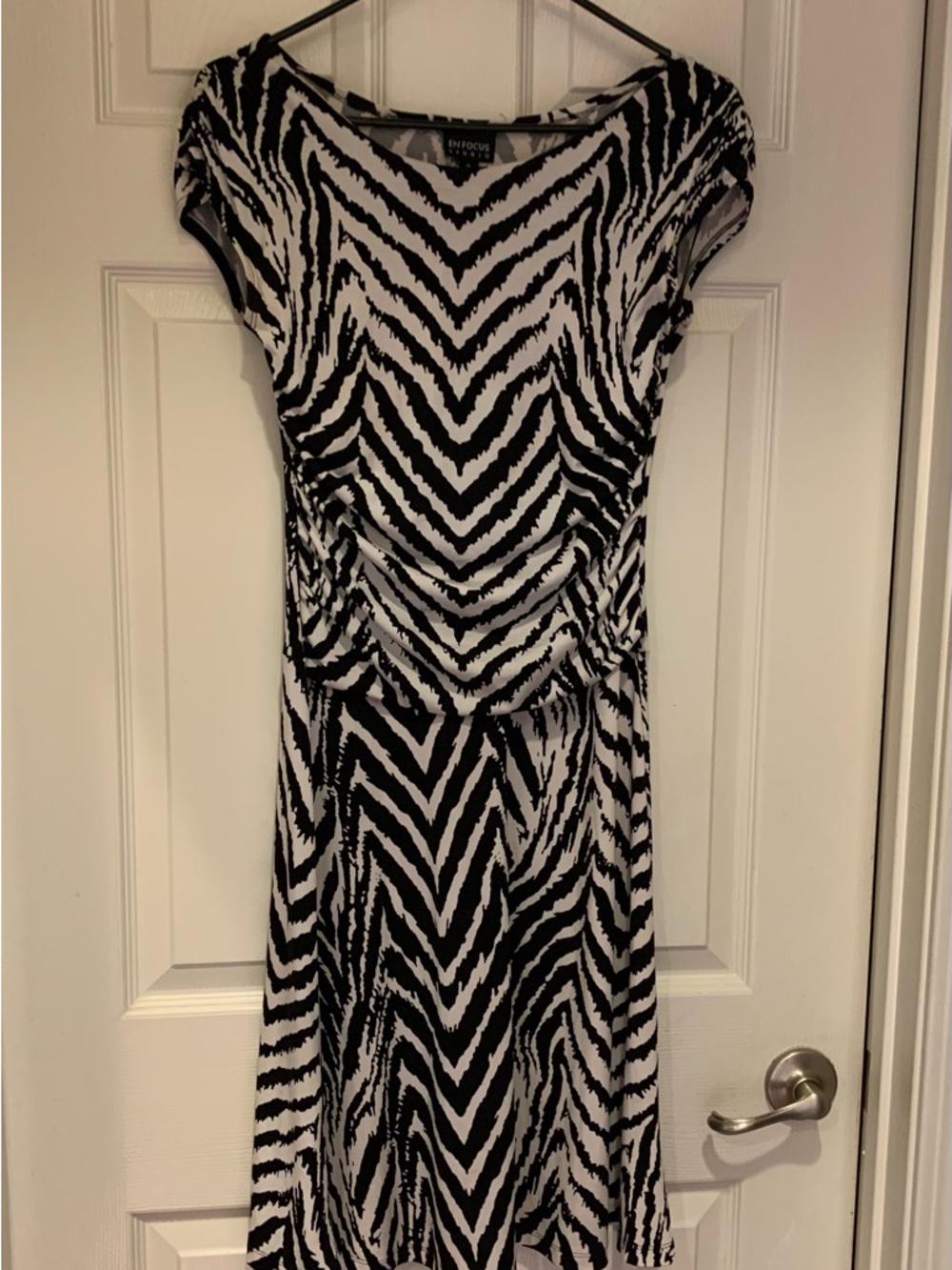 Enfocus Studio Black & White Zebra-Stripe Midi Dress